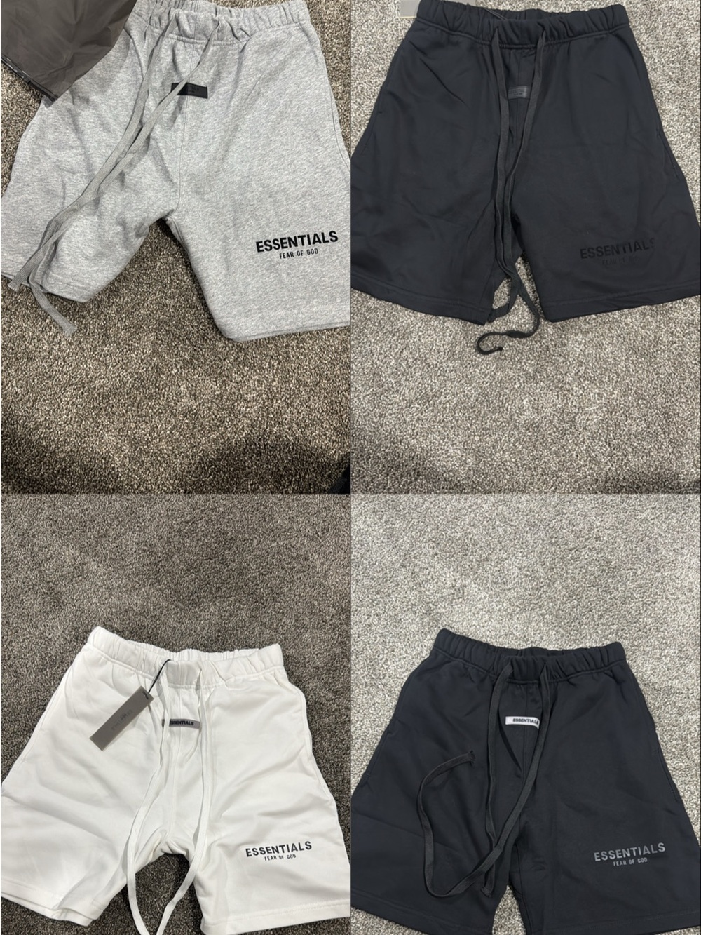 4 ESSENTIAL (FEAR OF GOD) shorts white, black, grey, black/white (PACKAGE DEAL!)